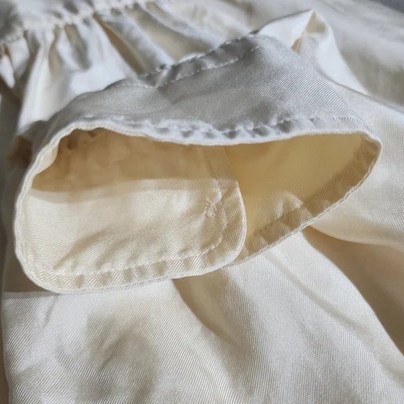 Tory Burch Ivory Cream Silk Blouse Bow Tie Long Sleeve Button Front Size 14 - Picture 10 of 12